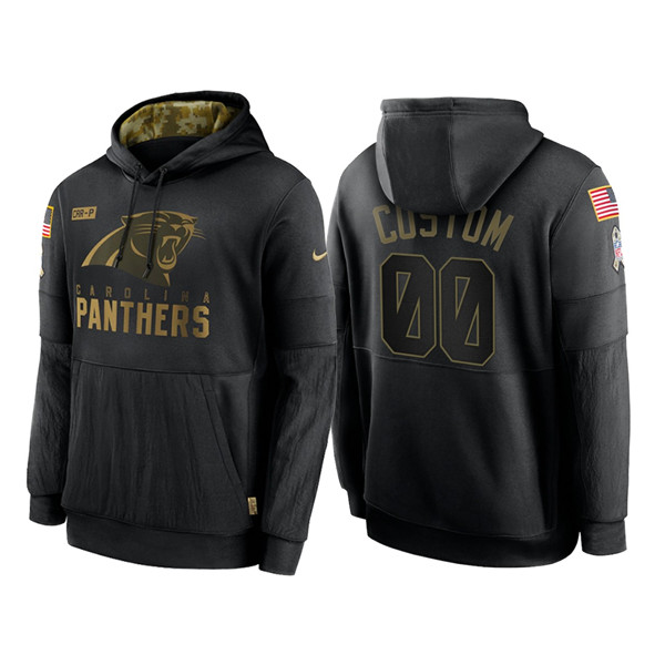 Men's Carolina Panthers Customized 2020 Black Salute To Service Sideline Performance Pullover NFL Hoodie (Check description if you want Women or Youth size)